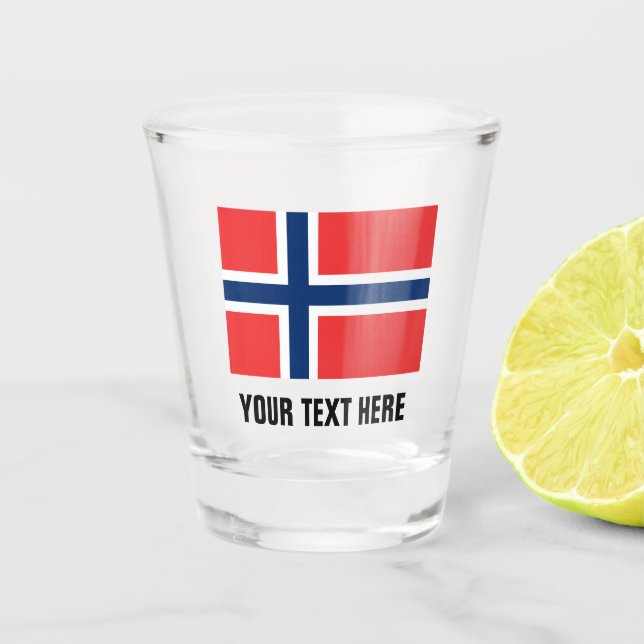 Norwegische Flagge für Trinkwasser Schnapsglas (Vorderseite)