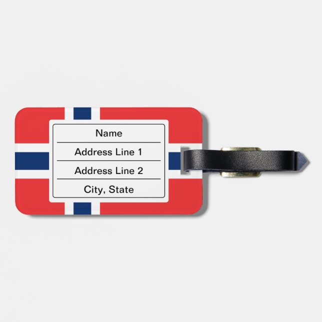 Norwegische Flagge - Gepäckmarke Gepäckanhänger (Rückseite horizontal)