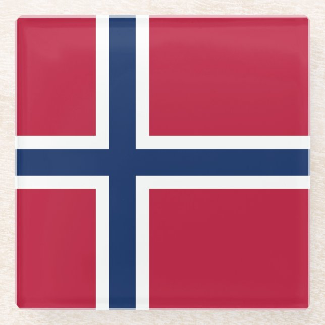 Norwegische Flagge Glasuntersetzer (Vorderseite)
