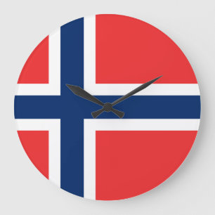 Norwegische Flagge Große Wanduhr