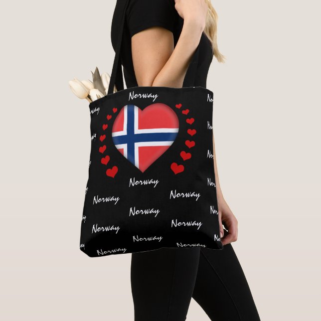 Norwegische Flagge & Herz, Norwegische Flagge / Sp Tasche (Von Nahem)