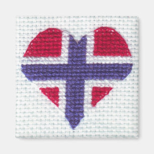 Norwegische Flagge Herzkreuz Stitch Nordic Norwege Magnet