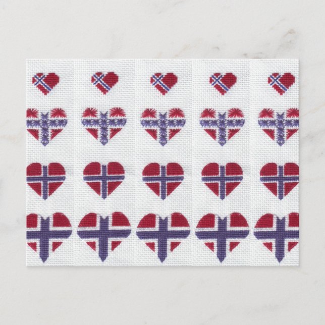 Norwegische Flagge Herzkreuz Stitch Nordic Norwege Postkarte (Vorderseite)