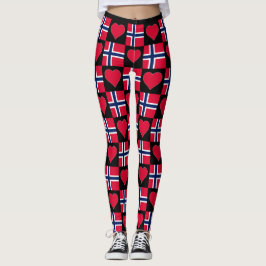 Norwegische Flagge Herzmuster Patriotische Norwegi Leggings