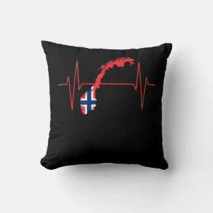 Norwegische Flagge Herzschlag Kissen