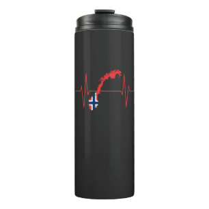 Norwegische Flagge Herzschlag Thermosbecher