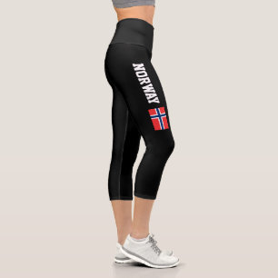 Norwegische Flagge Hochsport Capri Leggings