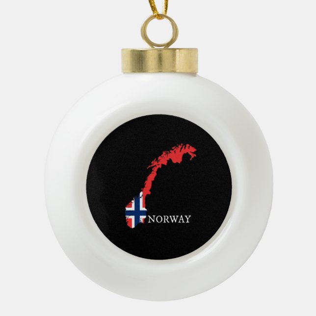 Norwegische Flagge Keramik Kugel-Ornament (Vorderseite)