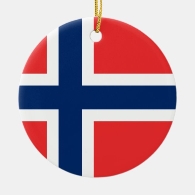 Norwegische Flagge Keramik Ornament (Vorne)