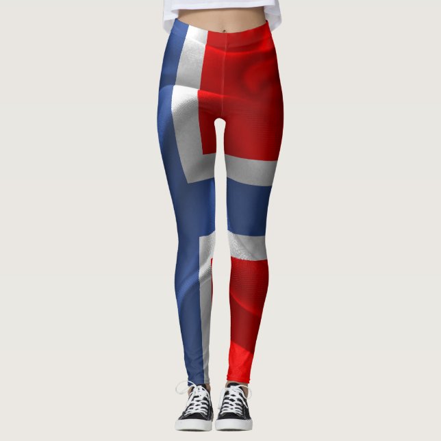 Norwegische Flagge Leggings (Vorderseite)