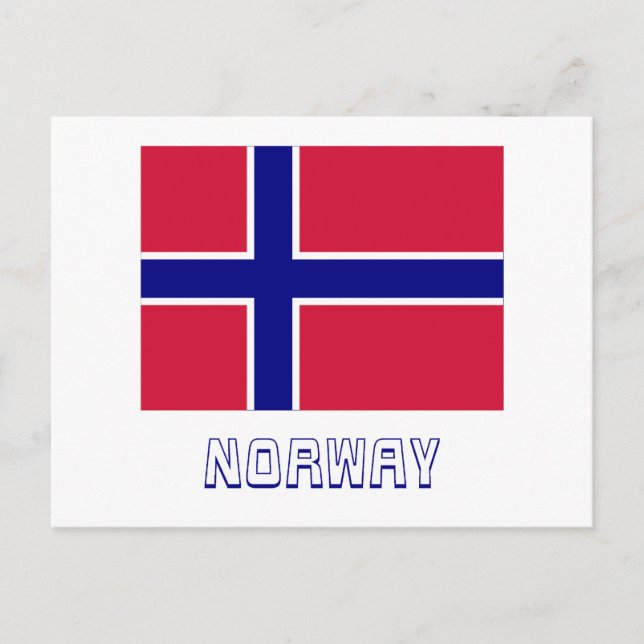 Norwegische Flagge mit Name Postkarte (Vorderseite)