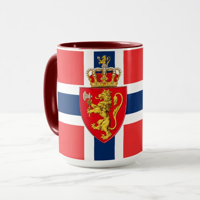 Norwegische Flagge mit Wappen Tasse (Vorderseite Links)