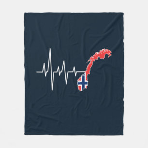Norwegische Flagge Norwegen Flaggennorm Heartbeat Fleecedecke