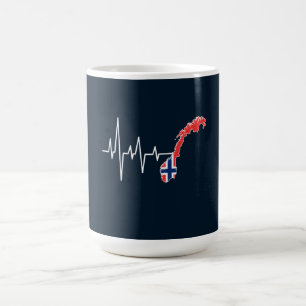 Norwegische Flagge Norwegen Flaggennorm Heartbeat Kaffeetasse