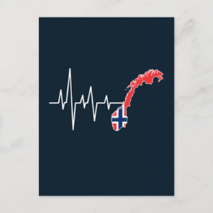 Norwegische Flagge Norwegen Flaggennorm Heartbeat Postkarte