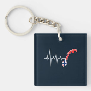 Norwegische Flagge Norwegen Flaggennorm Heartbeat Schlüsselanhänger