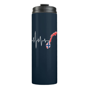 Norwegische Flagge Norwegen Flaggennorm Heartbeat Thermosbecher