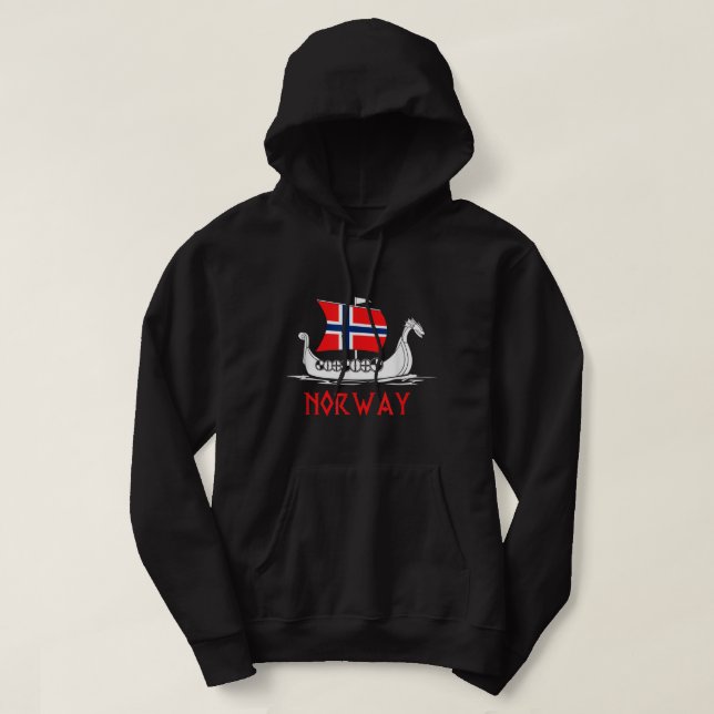 Norwegische Flagge Norwegen Wikinger Norwegen Hoodie (Design vorne)