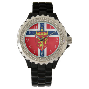 Norwegische Flagge, norwegische Flagge, Wappen-Coa Armbanduhr
