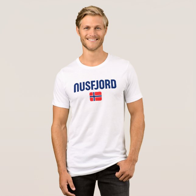 Norwegische Flagge NUSFJORD Tri-Blend Shirt (Vorderseite voll)