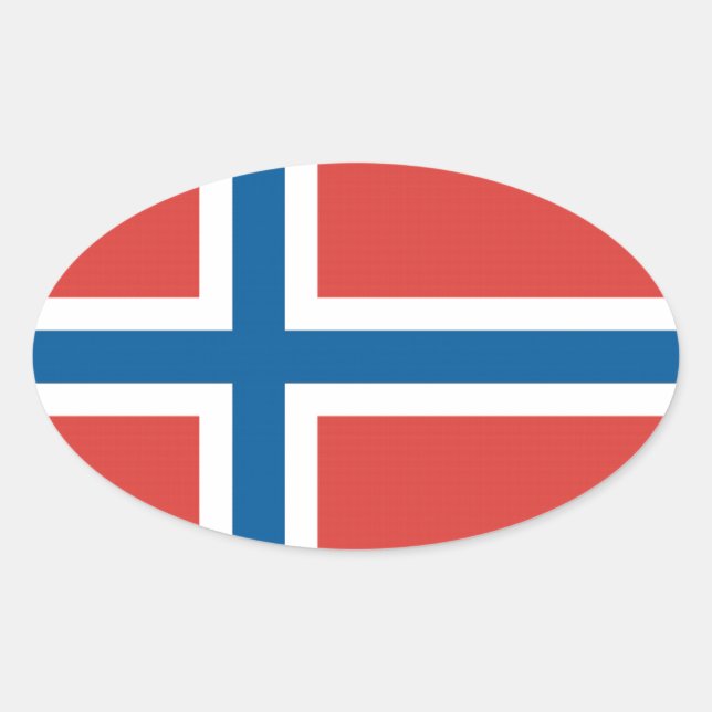 Norwegische Flagge Ovaler Aufkleber (Vorderseite)
