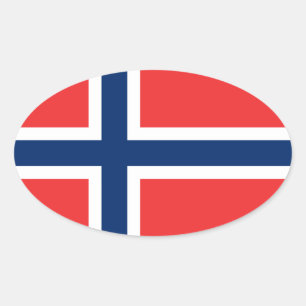 Norwegische Flagge Ovaler Aufkleber