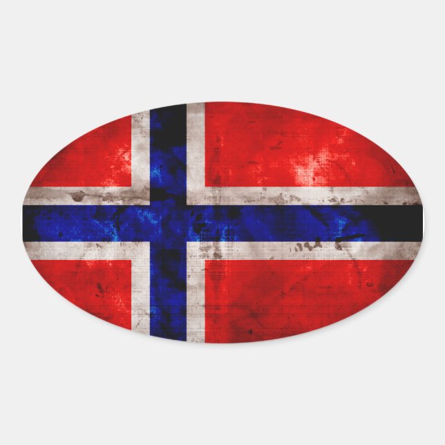 Norwegische Flagge Ovaler Aufkleber (Vorderseite)