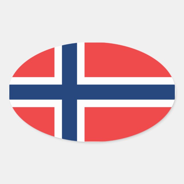 Norwegische Flagge Ovaler Aufkleber (Vorderseite)
