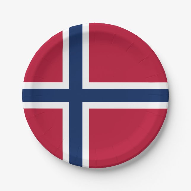 Norwegische Flagge Pappteller (Vorderseite)