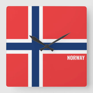 Norwegische Flagge Patriotisch Quadratische Wanduhr