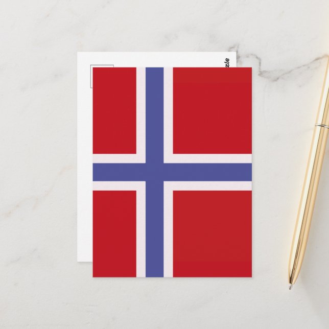 Norwegische Flagge Postkarte (Vorderseite/Rückseite Beispiel)
