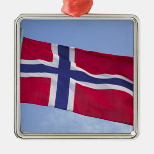 Norwegische Flagge RF) Silbernes Ornament