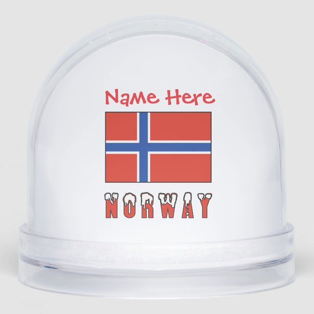 Norwegische Flagge Rot Personalisiert Schneekugeln (Vorderseite)