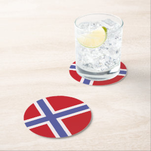Norwegische Flagge Runder Pappuntersetzer