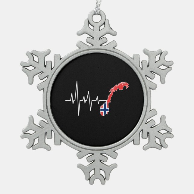 Norwegische Flagge Schneeflocken Zinn-Ornament (Vorderseite)