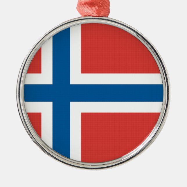 Norwegische Flagge Silbernes Ornament (Vorne)