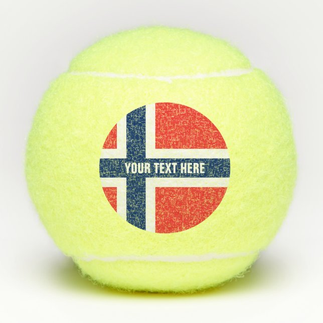 Norwegische Flagge (Stintdorsch), gelb bedruckt Tennisbälle (Vorderseite)