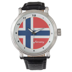 Norwegische Flagge und trendige Mode / Design Armbanduhr