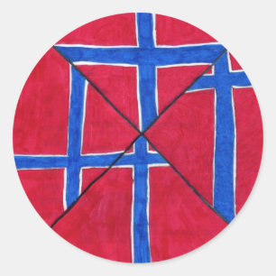 Norwegische Flagge Zeichnend Runder Aufkleber