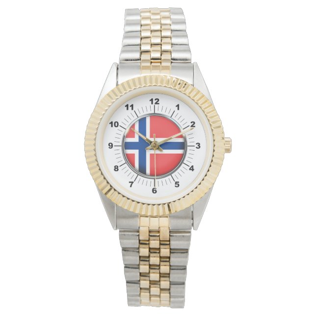 Norwegische Flagge - Zwei-Tone-Armbanduhr Armbanduhr (Vorderseite)