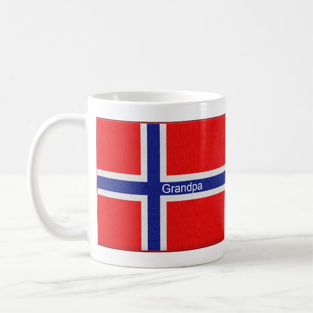 Norwegische Flaggen-personalisierter Großvater Kaffeetasse (Links)