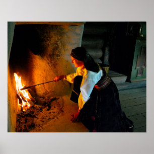 Norwegische Frau, die das Herz-Feuer anstrebt Poster