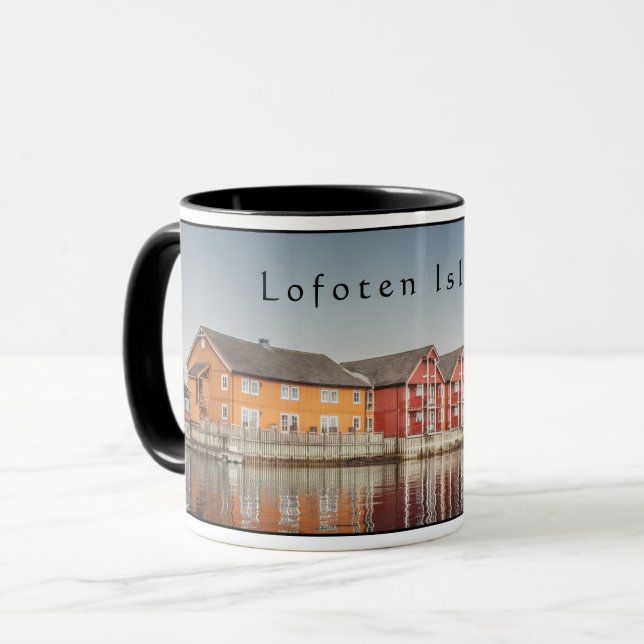Norwegische Häuser Souvenir Tasse (Vorderseite Links)