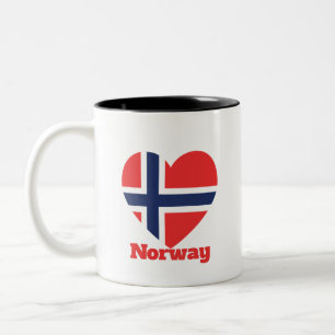 Norwegische Herzenflagge Zweifarbige Tasse