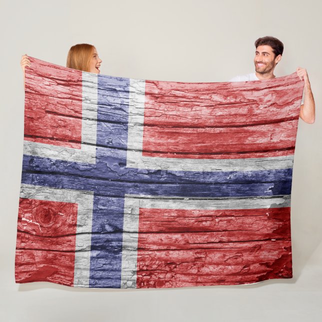 Norwegische Holzflagge Fleecedecke (Beispiel)