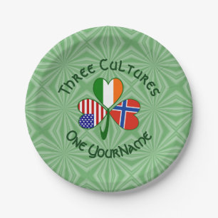 Norwegische Irische USA-Flaggen Shamrock Personali Pappteller