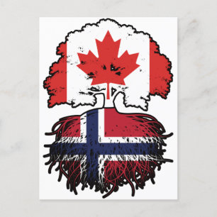 Norwegische kanadische Baumrinde-Fahne Postkarte