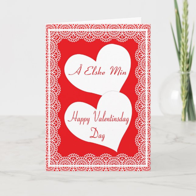 Norwegische Karte des Valentines Tagesfür meine (Vorderseite)