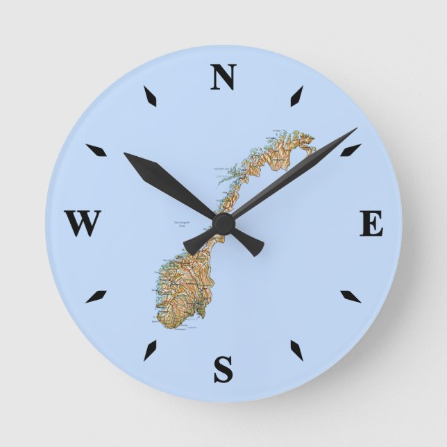 Norwegische Kartenuhr Runde Wanduhr (Vorderseite)