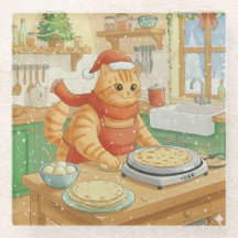 Norwegische Katze macht Weihnachts-Lefse, Unterset